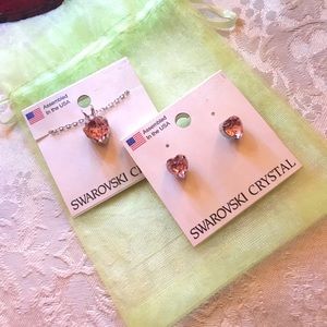 Swarovski Pink Crystal Necklace & Earrings set